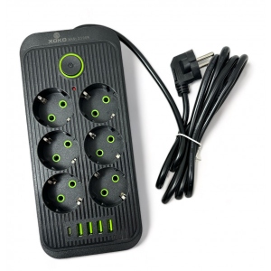 Мережевий фільтр XOKO SP-6-4-1 2 м 6 розетки 5 USB Black (XК-SP6-4-1-BK)