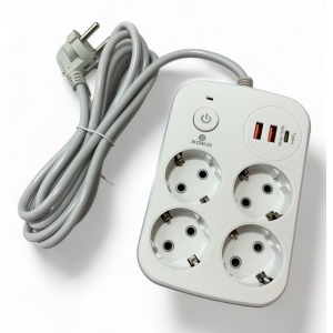 Мережевий фільтр XOKO SP-4-2-1 2 м 4 розетки 3 USB White (XK-SP-4-2-1-WH)