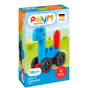 Пластиковий конструктор PolyM Машинки і звірята 6 деталей (760001)