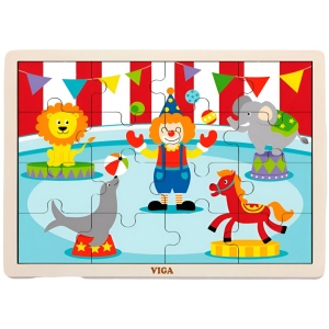 Пазли дерев'яні (до 2 років) Viga Toys Цирк 16 ел. (51455)