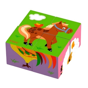 Кубики дерев'яні Viga Toys Фермерські звірята (50835)