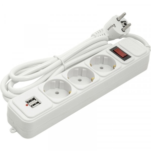 Мережевий фільтр PowerPlant JY-1054U/1.8 (PPSA10M18S3U) 3 розетки 2xUSB 1.8 м