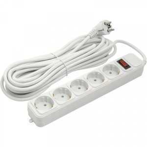 Мережевий фільтр PowerPlant JY-1056/10 (PPSA10M100S5) 5 розеток 10 м White