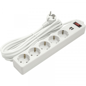 Мережевий фільтр PowerPlant JY-1056U/5 (PPSA10M50S5U) 5 розеток 2xUSB 5 м