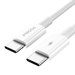 Кабель синхронізації даних Proda PD-B26a Type-C to Type-C Fast Charge 20W, 5A White (PD-B26a-WHT) в інтернет-магазині