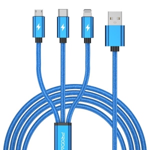 Кабель Proda PD-B65th Lightning, Type-C, Micro USB 2А Blue (PD-B65th-BL)
