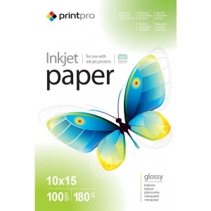 Фотопапір 10х15 PrintPro 180g/m2, 10x15, 100л (PGE1801004R)