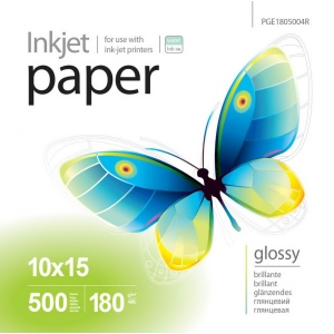 Фотопапір PrintPro 180g/m2, 10x15, 500л (PGE1805004R)