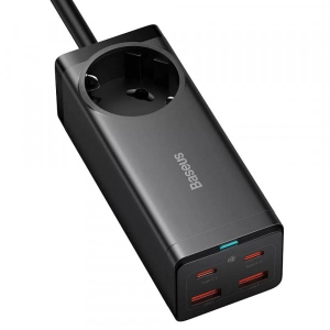 Мережевий зарядний пристрій Baseus GaN3 Pro Desktop Powerstrip AC+2U+2C 100W EU Black 1m Black (PSZM000401)