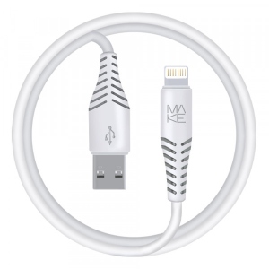 Уцінка - Кабель синхронізації даних MAKE USB to Lightning 2.4A 1м PVC White (MCB-LP1WH) в Україні