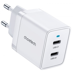 Мережевий зарядний пристрій Choetech 2 USB-C 40W (Q5006-EU-WH)
