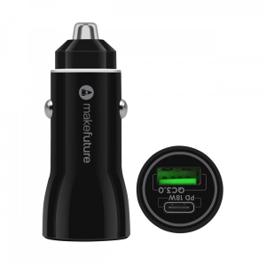 Автомобільний зарядний пристрій MakeFuture 18W PD + QC3.0 Black (MCC-33PBK)