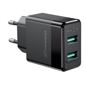 Мережевий зарядний пристрій Grand-X CH-50 2xUSB 2.4А Black в каталозі