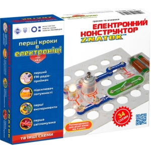 Уцінка - Електронний конструктор Znatok Construction Kits Znatok ''Первые шаги в электронике'' (34 схемы, набор С) (REW-K062) фірмовий сайт