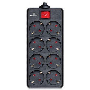 Мережевий фільтр REAL-EL RS-8 Protect 1.8m Black