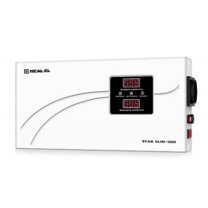 Уцінка - Стабілізатор напруги REAL-EL STAB SLIM-500 White ##