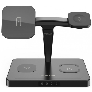 Зарядна док-станція Canyon WS-404 4 в 1 QI Black (CNS-WCS404B)