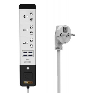 Мережевий фільтр Senmaxu 3 р 4 USB, 1.5 м Grey/Black (SMX-888/19619)