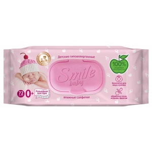 Вологі серветки для немовлят Smile Baby з клапаном 72 шт. (4823071617870)
