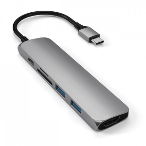 Хаб USB Satechi Aluminum Type-C Slim Multi-Port Adapter 4K V2 Space Gray (ST-SCMA2M) купити в Україні