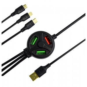 Хаб USB XOKO USB - 3X USB - Apple Lightning/MicroUSB/USB Type-C Black (SC-3000BK)