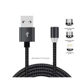 Кабель XOKO SC-350 Magneto Black 3 в 1 - Lightning Micro USB Type-C 1.20m (SC-350MGNT-BK)