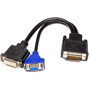 Перехідник PowerPlant DVI-I (M) - DVI-D (F) + VGA (F) 30 см