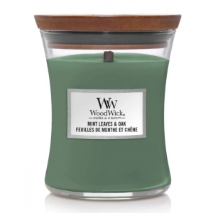 Свічка скло Woodwick Medium Mint Leaves & Oak (Листя М'яти та Дуб) 275г (1721697E)