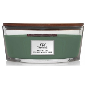 Свічка скло Woodwick  Ellipse Mint Leaves & Oak (Листя М'яти та Дуб) 453г (1721696E)