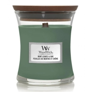 Свічка скло Woodwick Mini Mint Leaves & Oak (Листя М'яти та Дуб) 85г (1721690E) купити