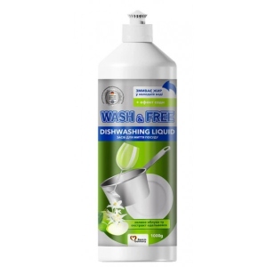 Засіб для ручного миття посуду WASH & FREE Зелене яблуко та екстракт едельвейса 1000г