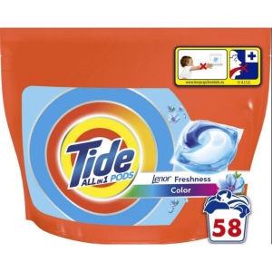 Капсули для прання Tide Чистота та Свіжість Дотик свіжості Lenor Color 58шт