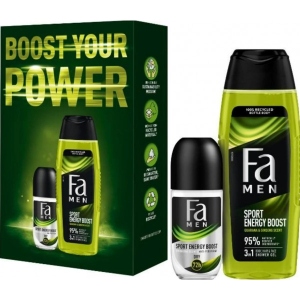 Подарунковий набір для догляду за тілом Fa Men Boost your power250мл + ​Роликовий дез 50мл