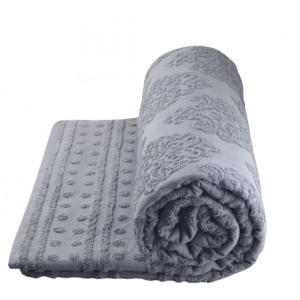 Покривало полуторне GM Textile махрове сіре жакардове 150х200