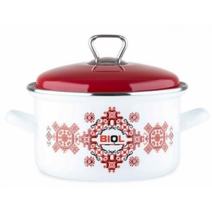 Каструля Biol CE18V2 2,2 л вишиванка червоно-чорна