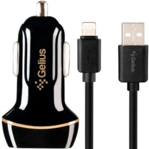 Автомобільний зарядний пристрій Gelius АЗУ Gelius Ultra Voyager GU-CC02 2USB 2.4A + Cable iPhone X Black