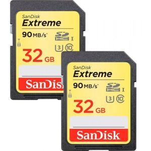 Карта пам'яті SanDisk Extreme SDHC 32GB UHS-I U3 2 шт. (SDSDXVE-032G-GNCI2)