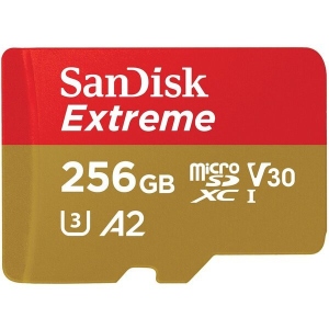 Карта пам'яті SanDisk microSD 256GB C10 UHS-I U3 R190/W130MB/s Extreme V30+SD (SDSQXAV-256G-GN6MA)