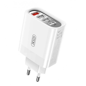 Мережевий зарядний пристрій XO 4USB 1USB QC3.0 + 3USB 2.4A 18W White (XO-L100)