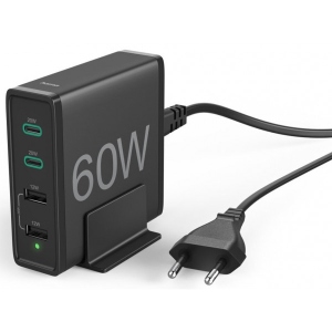 Мережевий зарядний пристрій Hama 2 x USB-C PD/QC 2 x USB-A Black (00201628)