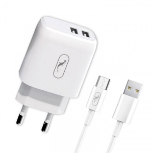 Мережевий зарядний пристрій SkyDolphin SC22EBV (2USB, 2.1A) White + кабель microUSB (MZP-000164)