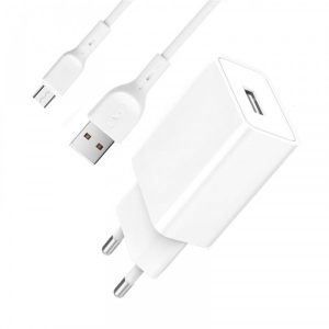 Мережевий зарядний пристрій SkyDolphin SC36V (1USB, 2.4A) White + кабель microUSB (MZP-000118)