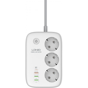 Мережевий фільтр Ldnio 3 р 3 USB/1Type-C QC/PD 3A/38W 2 m White (SEW3452) офіційний магазин