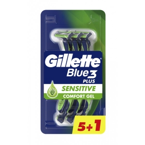 Станок чоловічий одноразовий Gillette BLUE 3 Сенситів Плюс 5+1шт