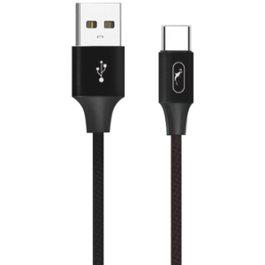 Кабель синхронізації даних SkyDolphin S55T Neylon USB - Type-C 1 м Black (USB-000436)