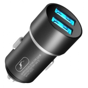 Автомобільний зарядний пристрій SkyDolphin SZ02 Aluminium (2USB, 2.4A) Black (AZP-000074)