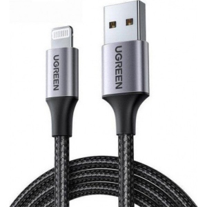Кабель синхронізації даних UGREEN US291 USB-A 2.0 - Lightning, MFI 1.5 m Braided with Aluminum Shell Braided Black (60157)