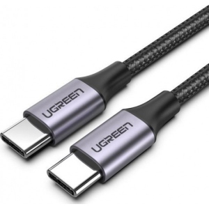 Кабель синхронізації даних UGREEN US261 USB Type-C - USB Type-C Aluminum Shell, 2 m Gray Black (50152)