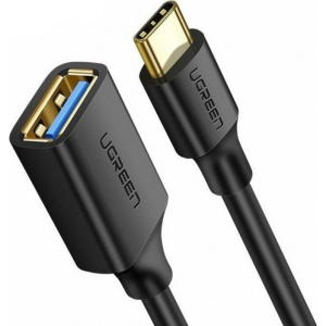 Кабель синхронізації даних UGREEN US154 USB Type-C - USB 3.0 OTG 10 cm Black (30701)