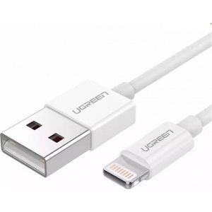 Кабель синхронізації даних UGREEN US155 USB-A 2.0 - Lightning, MFI 1 m Nickel Plated White (20728)